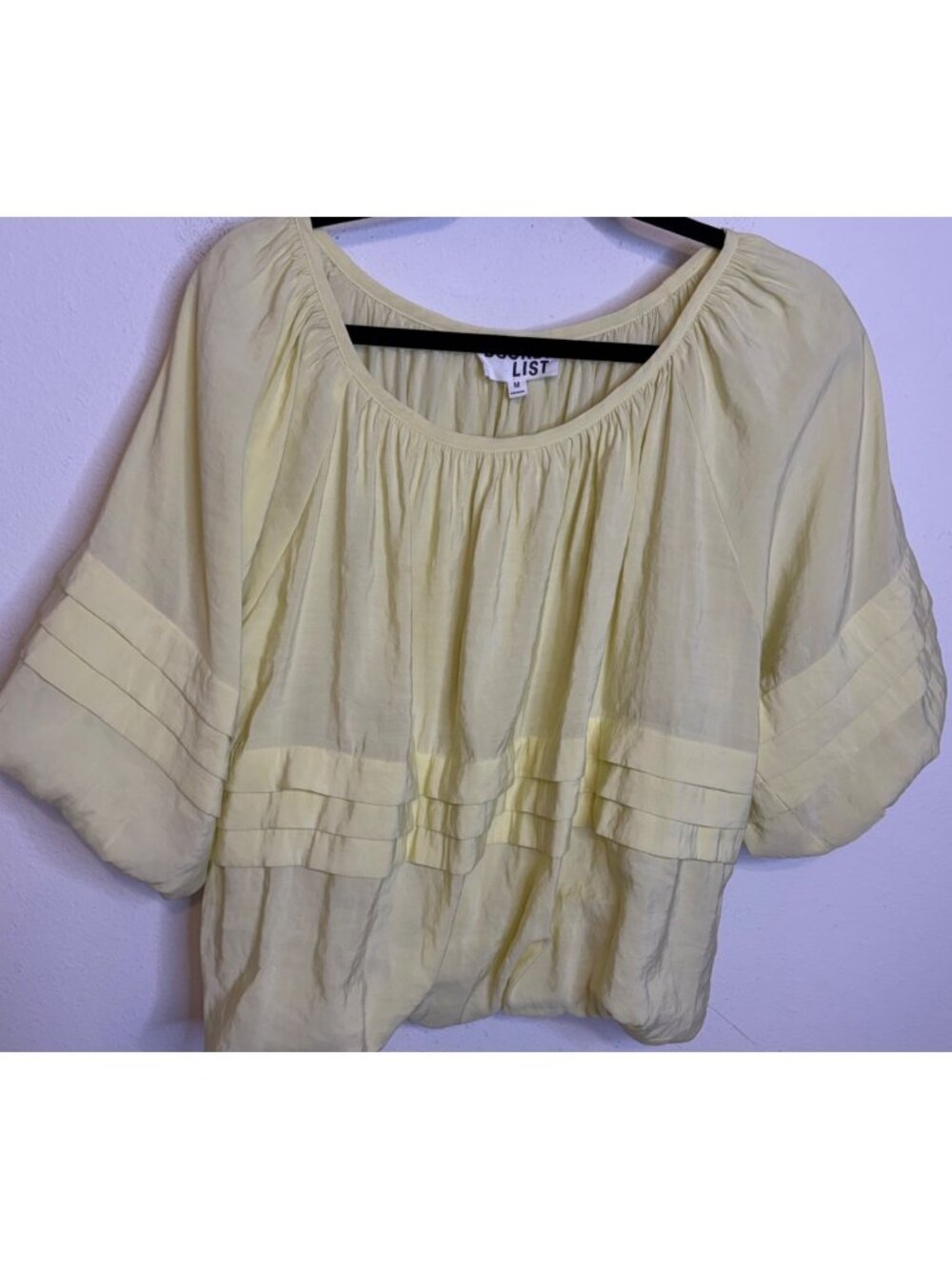 Bucket List Top Womens baby YELLOW Oversized Peasant Festival Blouse Top MEDIUM